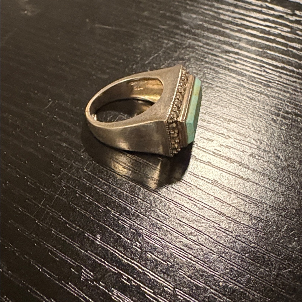 Vintage 1970’s Turquoise silver ring women’s size 8 - Picture 2 of 6